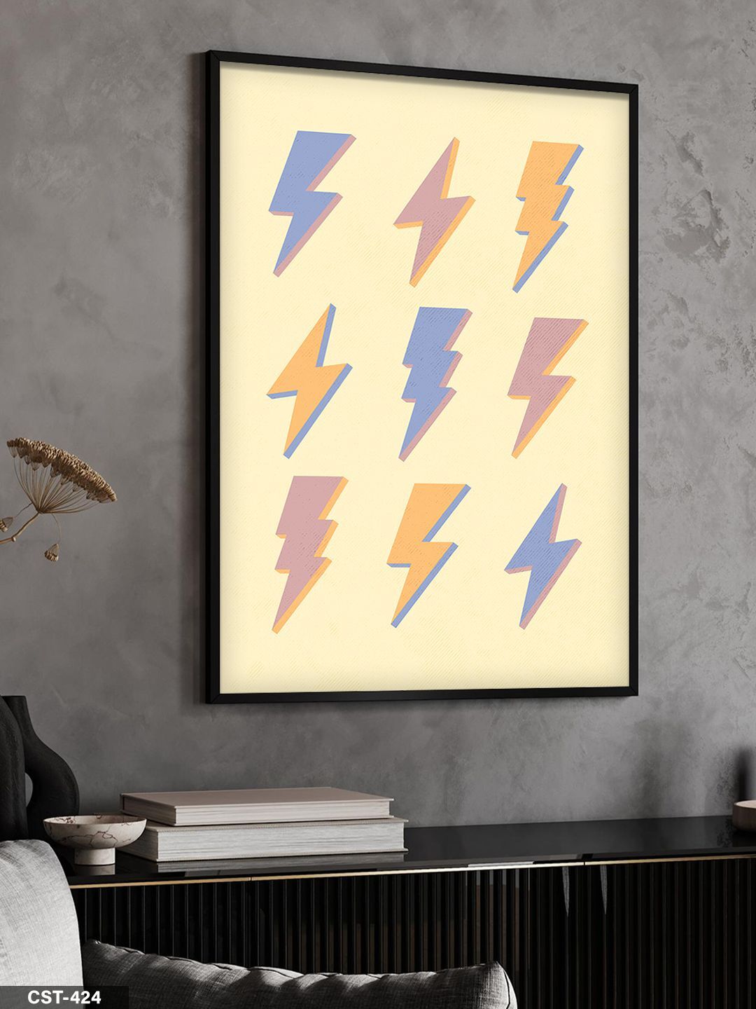 Fırtına Simgesi Tek Parça Ahşap Çerçeveli Tablo Siyah - 50 x 70 CM
