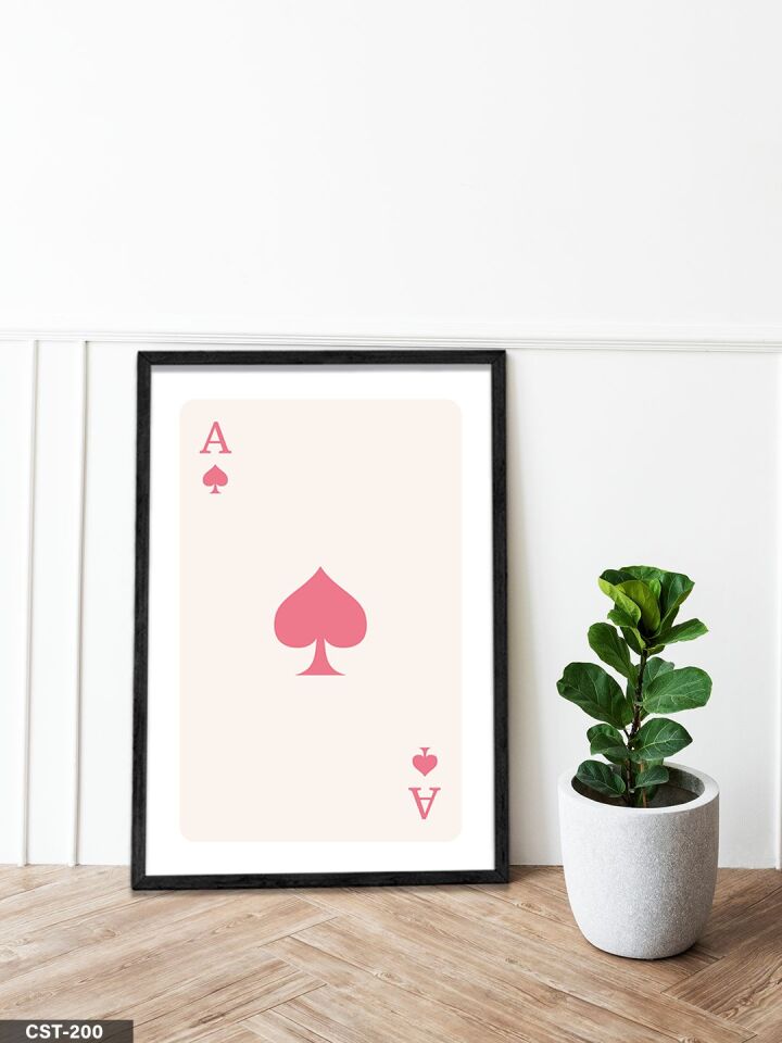 Kırmızı kupa ası Tek Parça Ahşap Çerçeveli Tablo Siyah - 20 x 30 CM