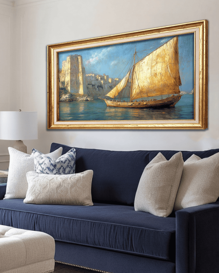 Yelkenli Premium Çerçeveli Tek Parça Tablo 65X110 cm PRM