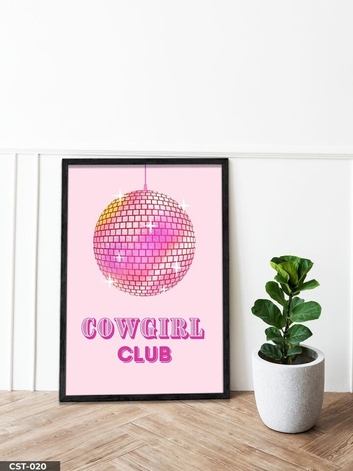 Cowgirl Club Tek Parça Ahşap Çerçeveli Tablo Siyah - 40 x 60 CM