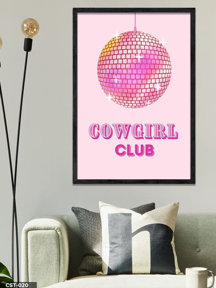 Cowgirl Club Tek Parça Ahşap Çerçeveli Tablo Siyah - 40 x 60 CM