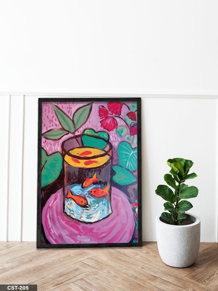 Matisse Altın Balık Tek Parça Ahşap Çerçeveli Tablo Siyah - 20 x 30 CM