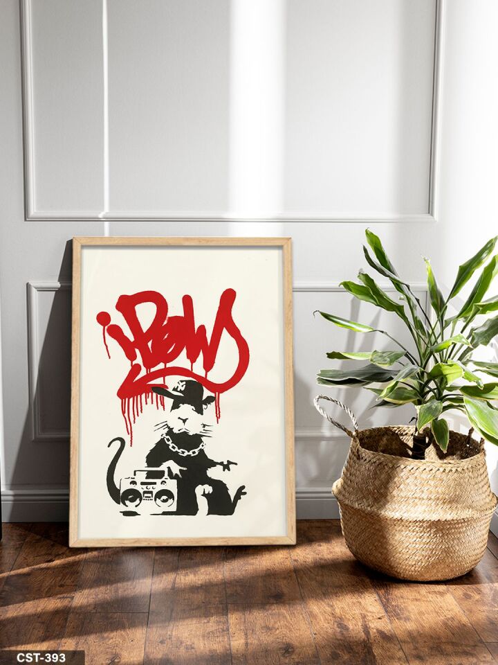 Rapçi Fare Tek Parça Ahşap Çerçeveli Tablo Naturel - 40 x 60 CM