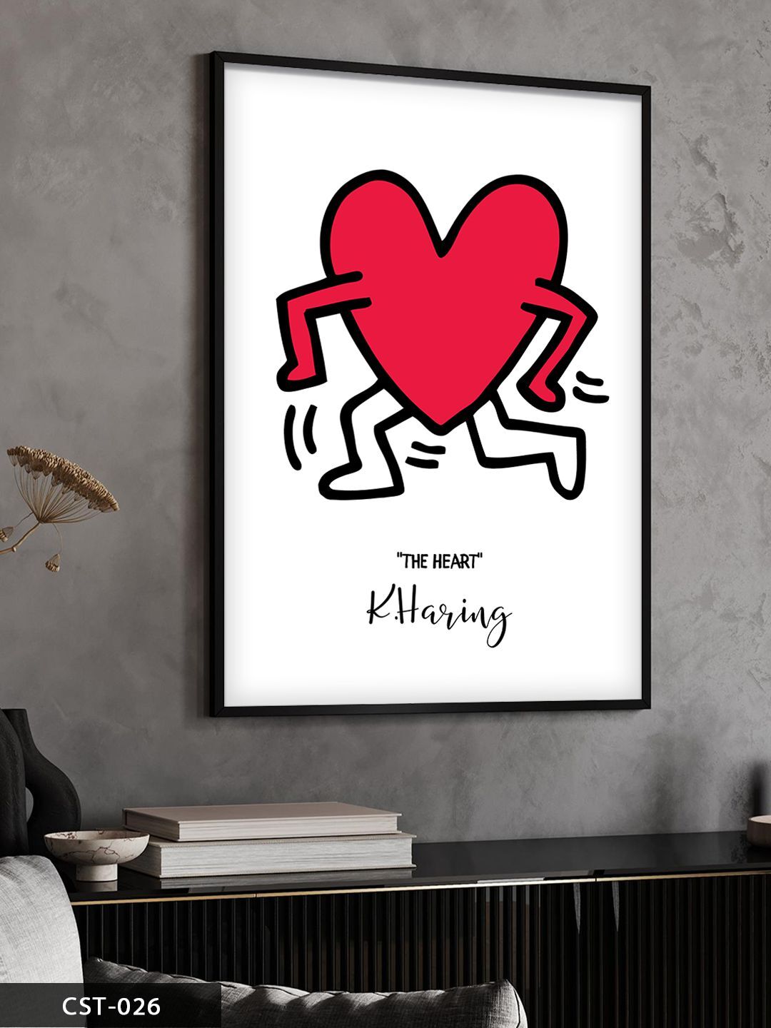 The Heart Tek Parça Ahşap Çerçeveli Tablo Siyah - 40 x 60 CM