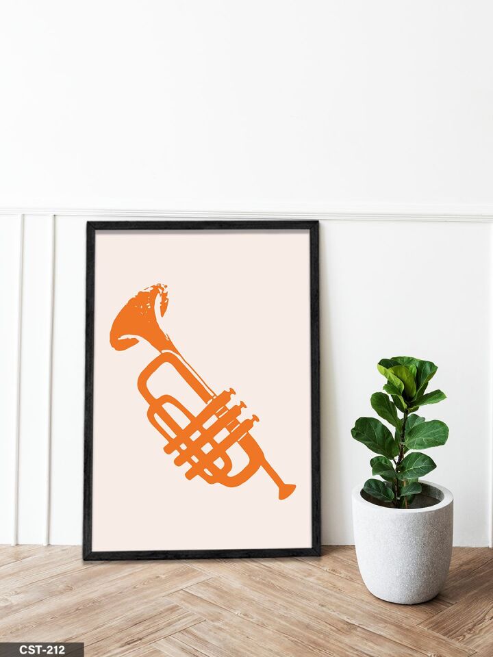Saksafon Tek Parça Ahşap Çerçeveli Tablo Siyah - 20 x 30 CM