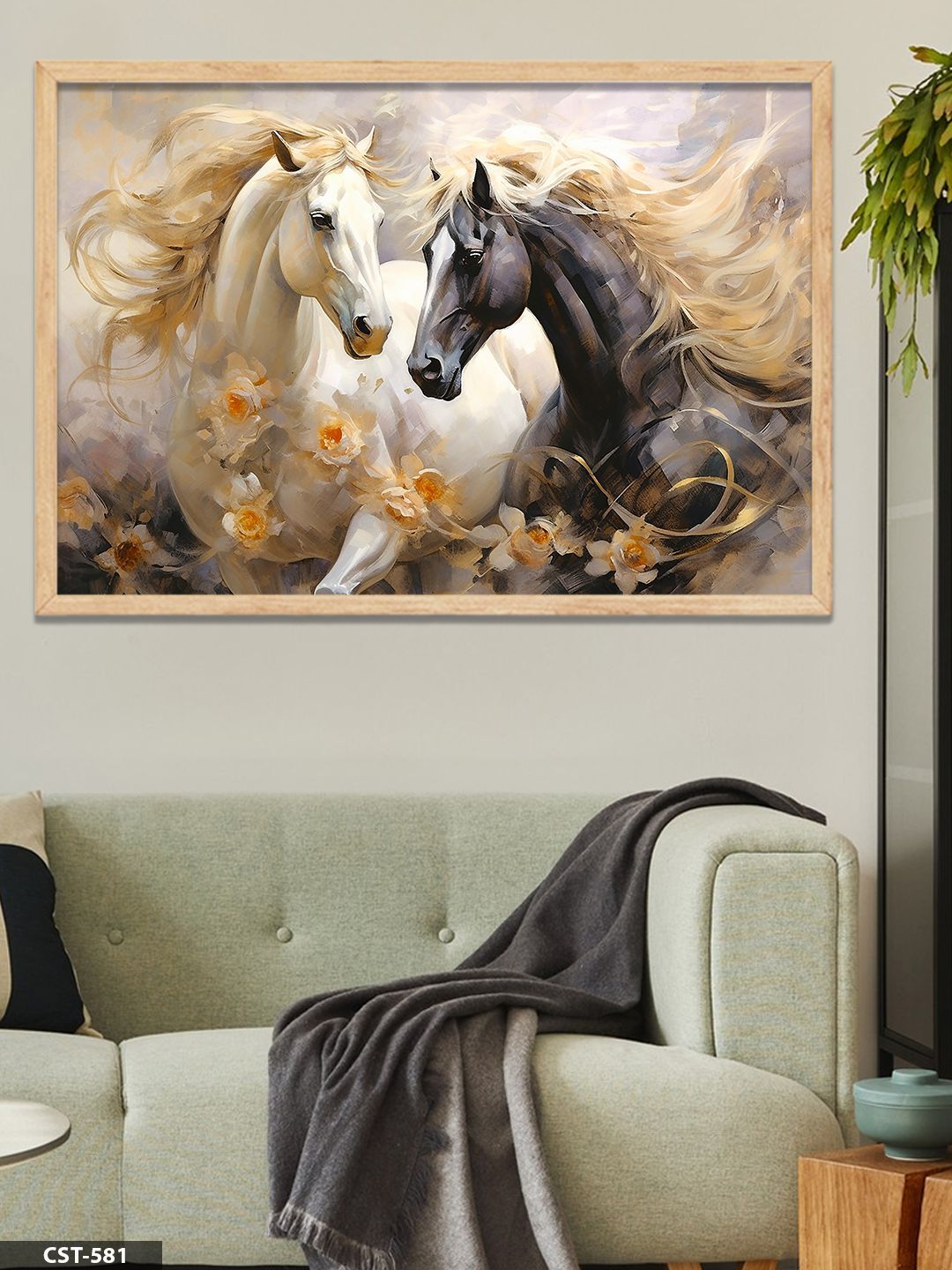 Asil Atlar Tek Parça Ahşap Çerçeveli Tablo Naturel - 20 x 30 CM