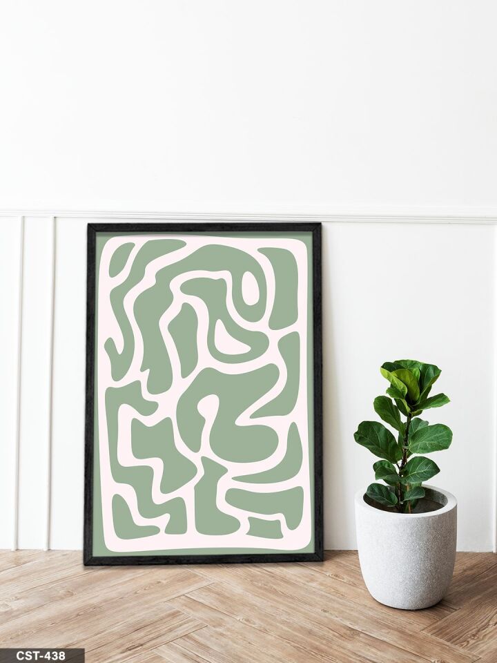 Yeşil Figür Tek Parça Ahşap Çerçeveli Tablo Siyah - 50 x 70 CM