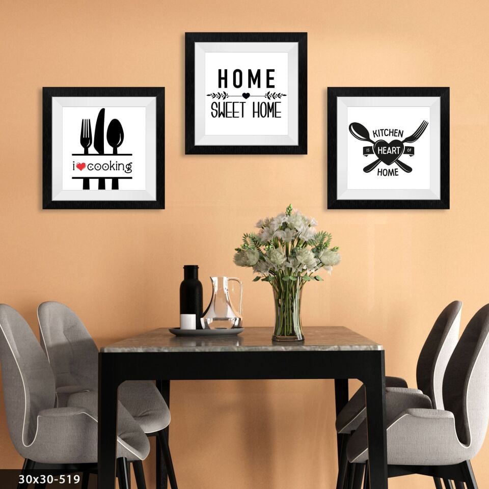 Mutfak Temalı 3 Parça Mdf Tablo 20 x 20 CM