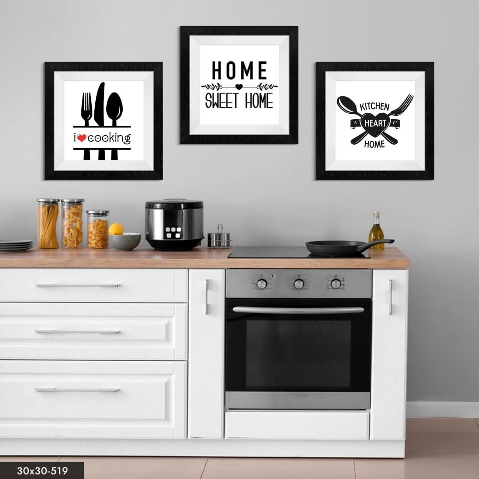 Mutfak Temalı 3 Parça Mdf Tablo 20 x 20 CM
