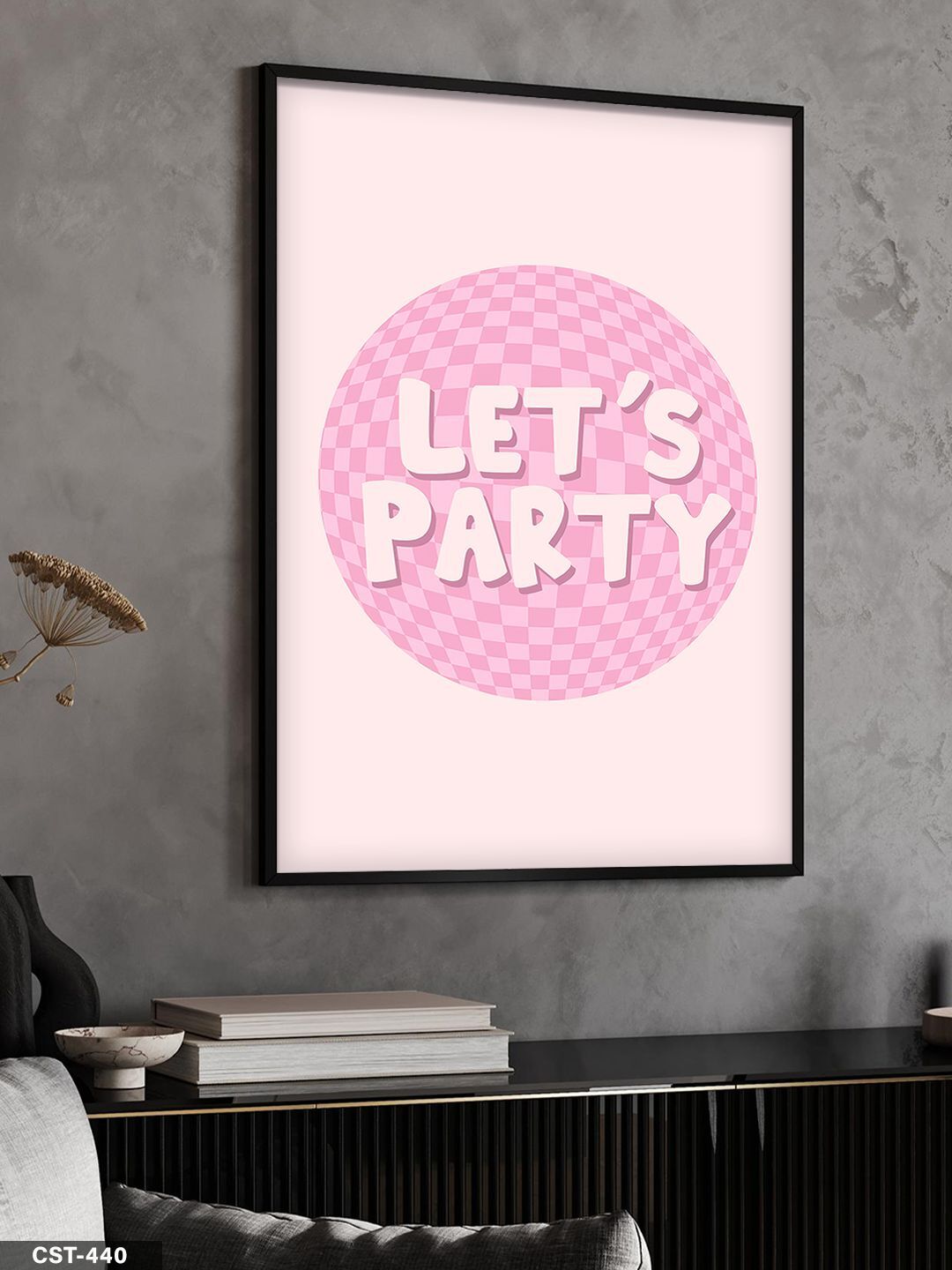 Lets Party Tek Parça Ahşap Çerçeveli Tablo Siyah - 50 x 70 CM