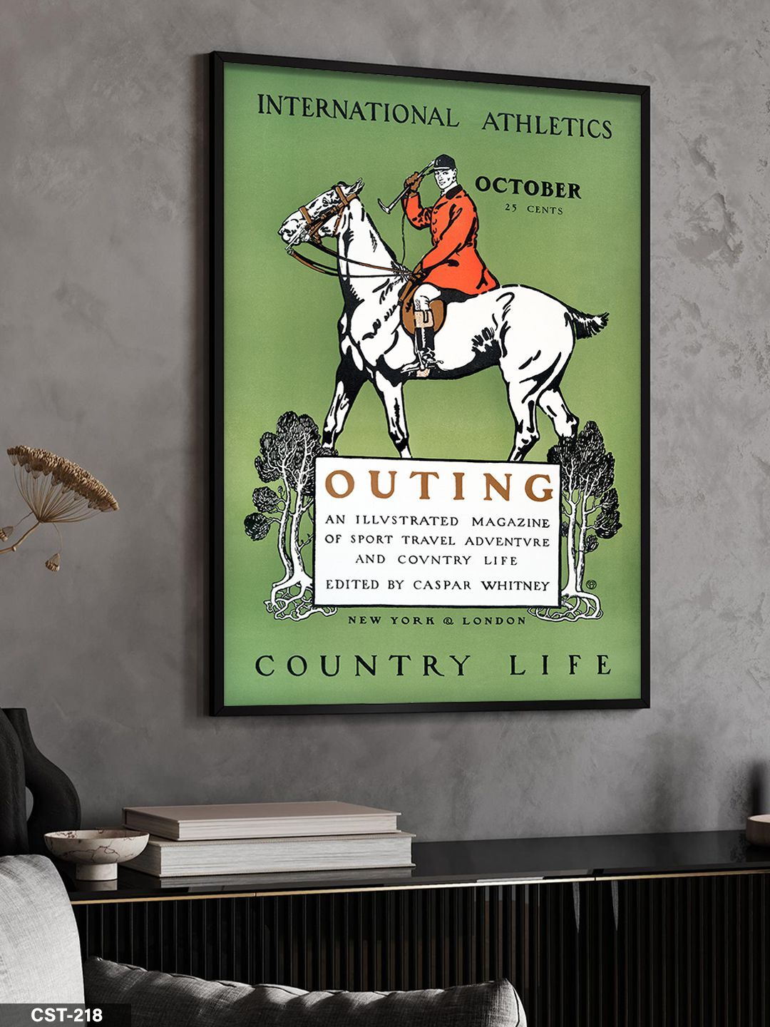 International Athletics Jokey At Tek Parça Ahşap Çerçeveli Tablo Siyah - 20 x 30 CM