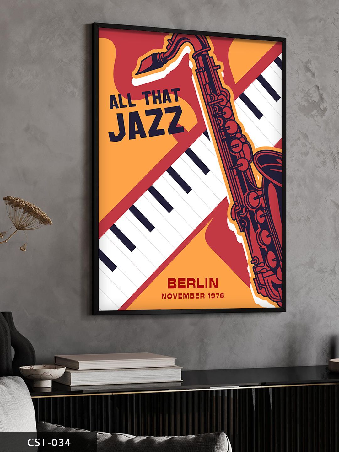 Jazz Festival Berlin Tek Parça Ahşap Çerçeveli Tablo Siyah - 40 x 60 CM