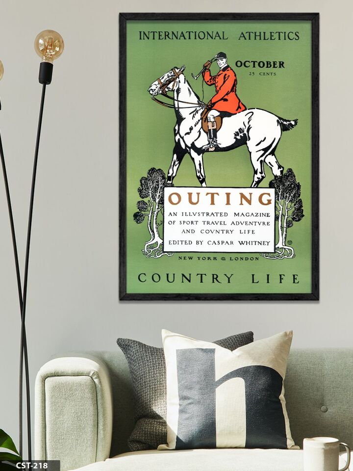 International Athletics Jokey At Tek Parça Ahşap Çerçeveli Tablo Siyah - 20 x 30 CM