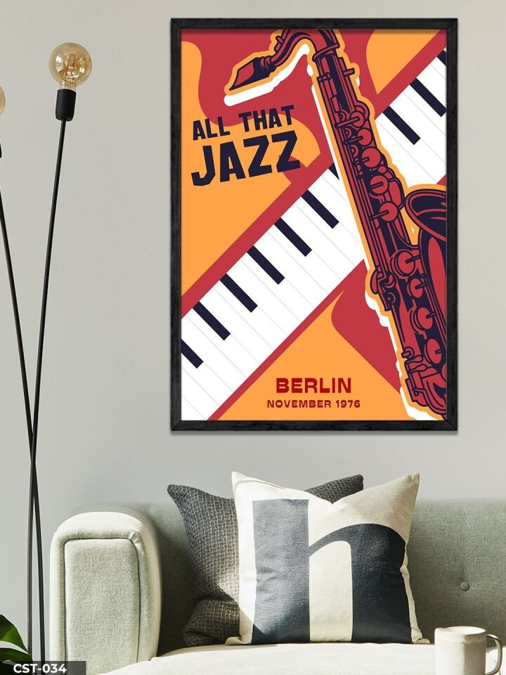 Jazz Festival Berlin Tek Parça Ahşap Çerçeveli Tablo Siyah - 40 x 60 CM