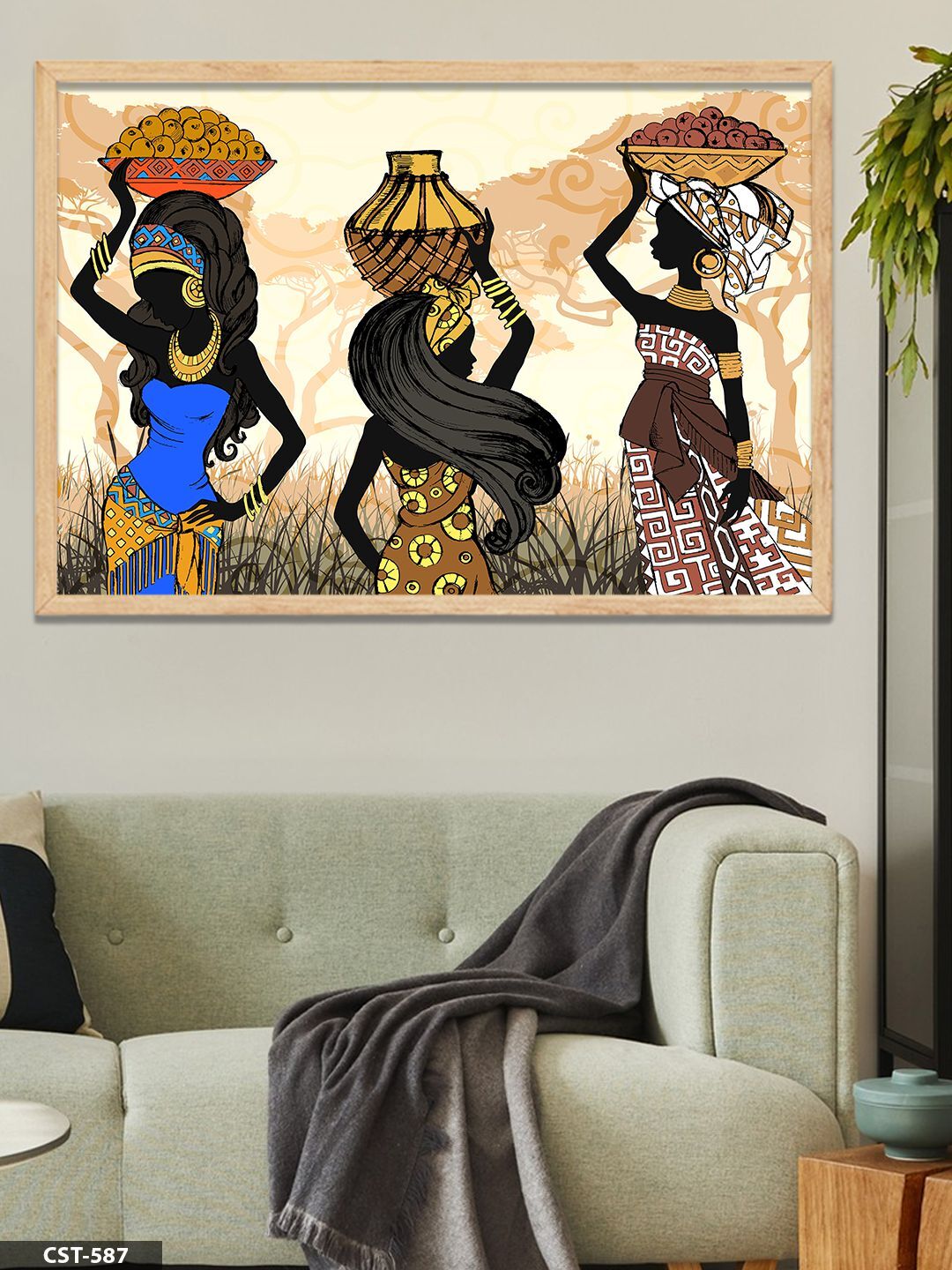 Afrikalı Kadınlar Tek Parça Ahşap Çerçeveli Tablo Naturel - 20 x 30 CM