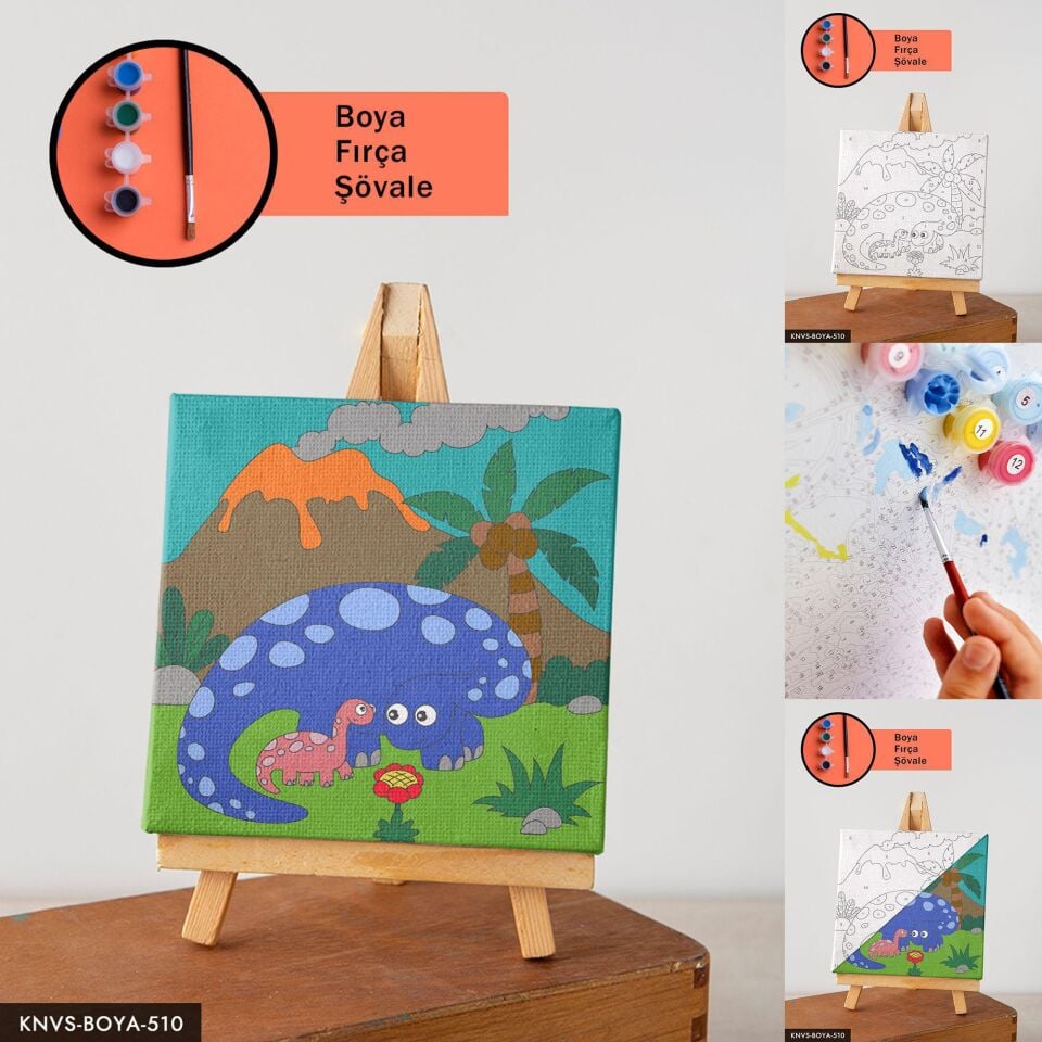 Dinazor Ailesi 20x20 CM Çocuklara Özel Sayılarla Boyama Seti