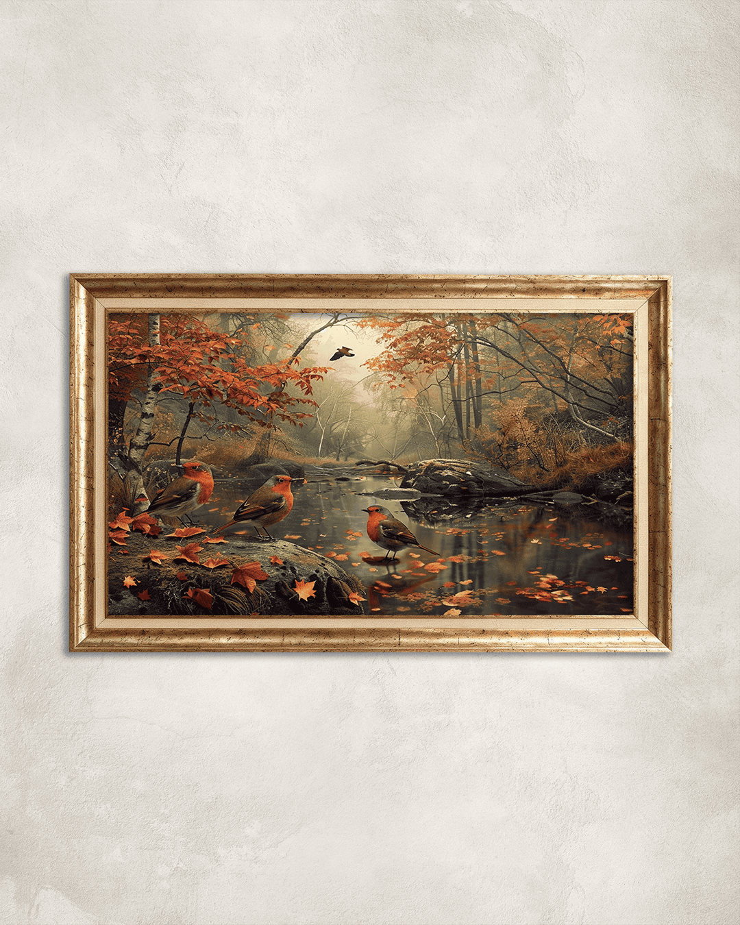 Göletteki Kuşlar Premium Çerçeveli Tek Parça Tablo 65X110 cm PRM