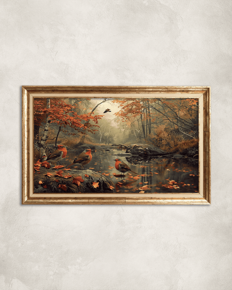 Göletteki Kuşlar Premium Çerçeveli Tek Parça Tablo 65X110 cm PRM