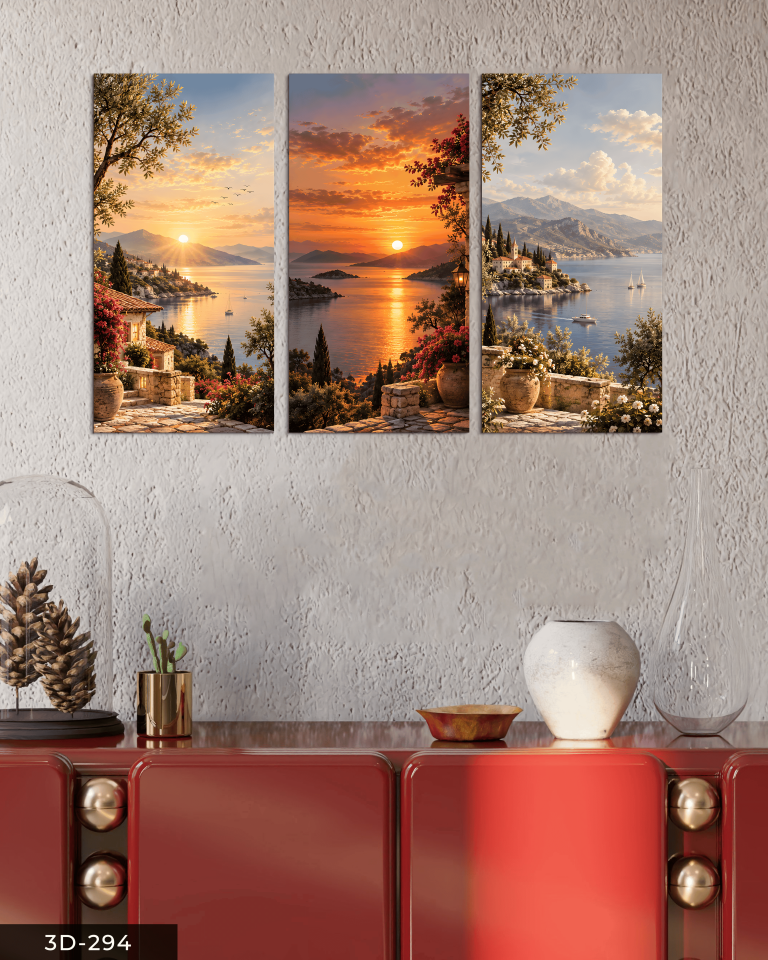 Manzara Temalı 3 Parçalı Mdf Tablo
