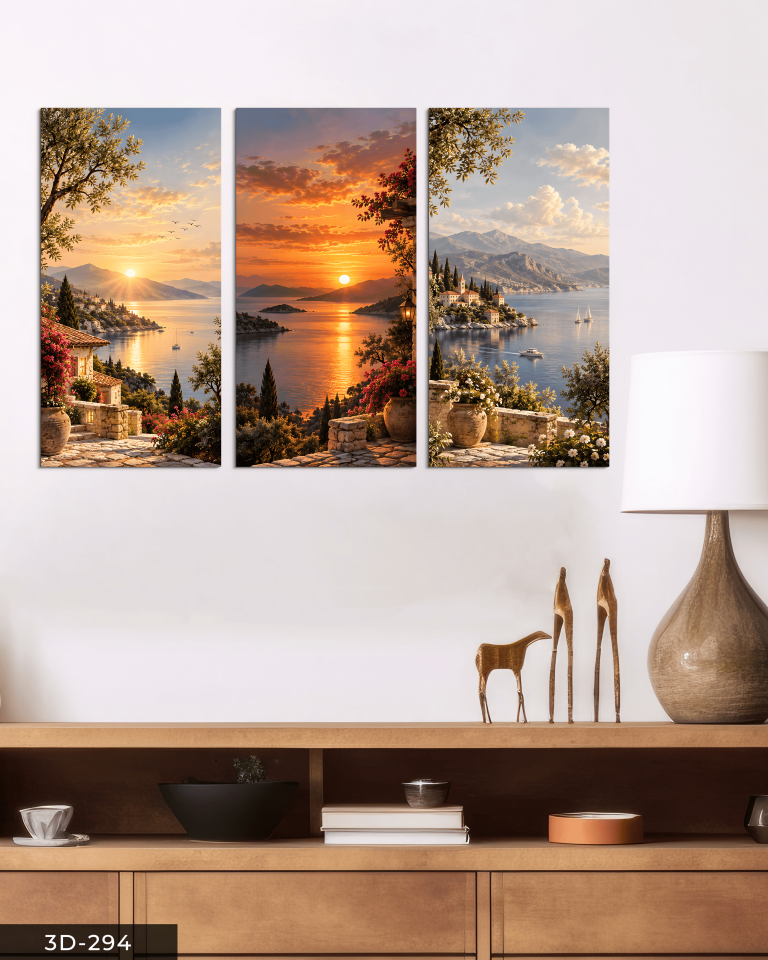 Manzara Temalı 3 Parçalı Mdf Tablo