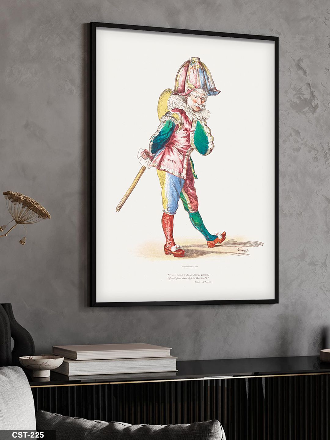 Matamore Kapitan Neşeli Yürüyüş Tek Parça Ahşap Çerçeveli Tablo Siyah - 20 x 30 CM