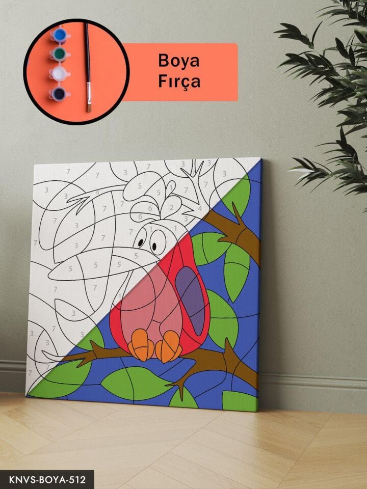 Büyük Gagalı Komik Kuş 20x20 CM Çocuklara Özel Sayılarla Boyama Seti
