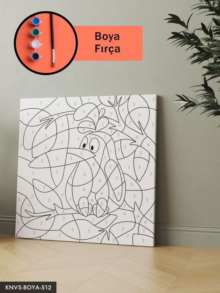 Büyük Gagalı Komik Kuş 20x20 CM Çocuklara Özel Sayılarla Boyama Seti