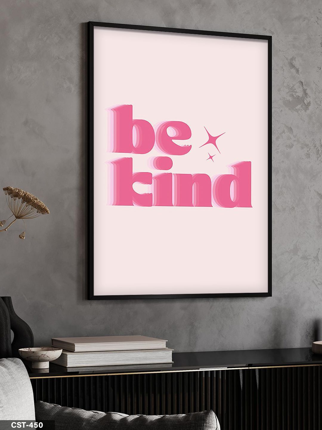 Be Kind Tek Parça Ahşap Çerçeveli Tablo Siyah - 50 x 70 CM