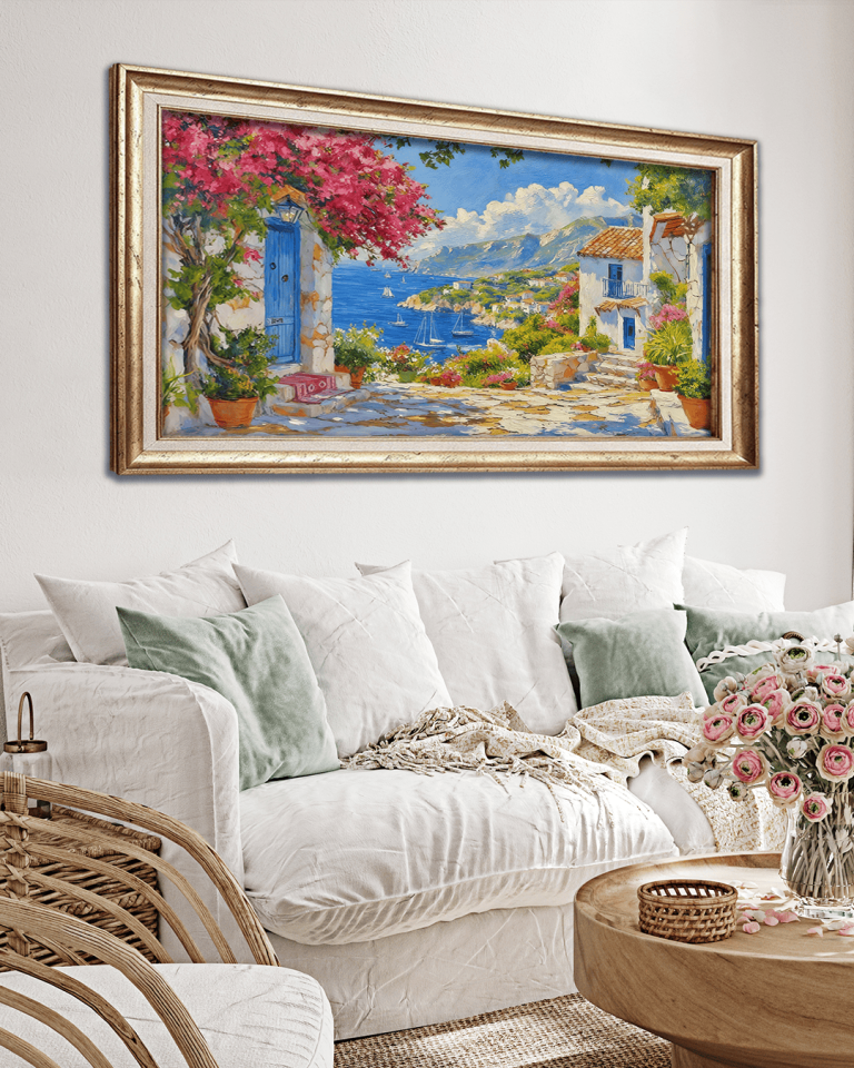 Yazlık Kasaba Premium Çerçeveli Tek Parça Tablo 65X110 cm PRM