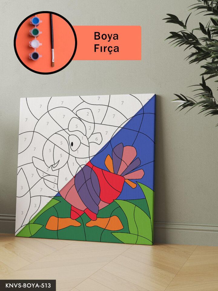Neşeli Papağan 20x20 CM Çocuklara Özel Sayılarla Boyama Seti