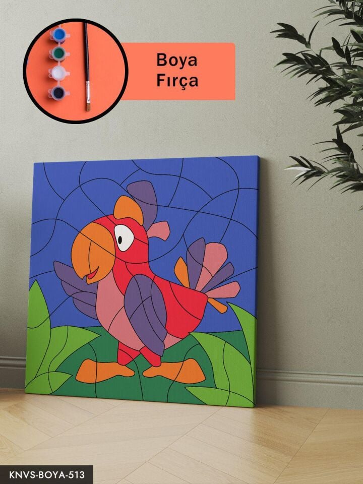 Neşeli Papağan 20x20 CM Çocuklara Özel Sayılarla Boyama Seti