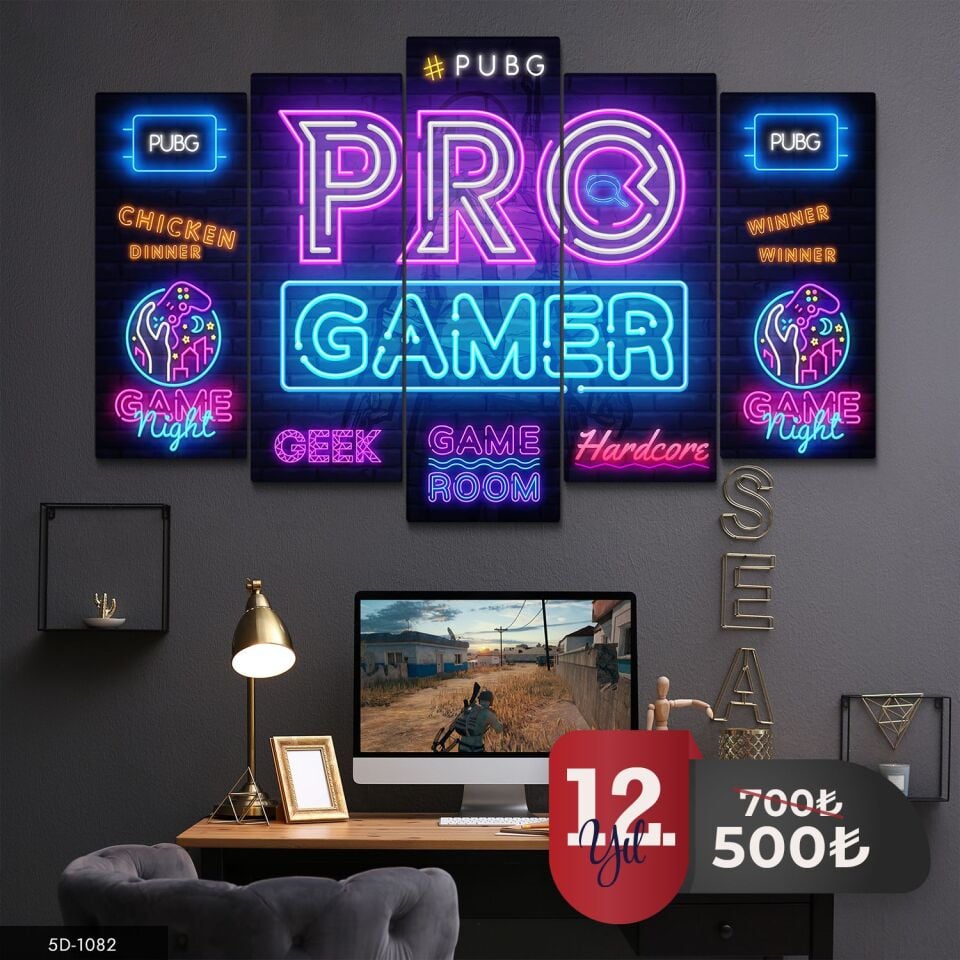 Pubg Pro Gamer 5 Parça Mdf Tablo 60x100 CM