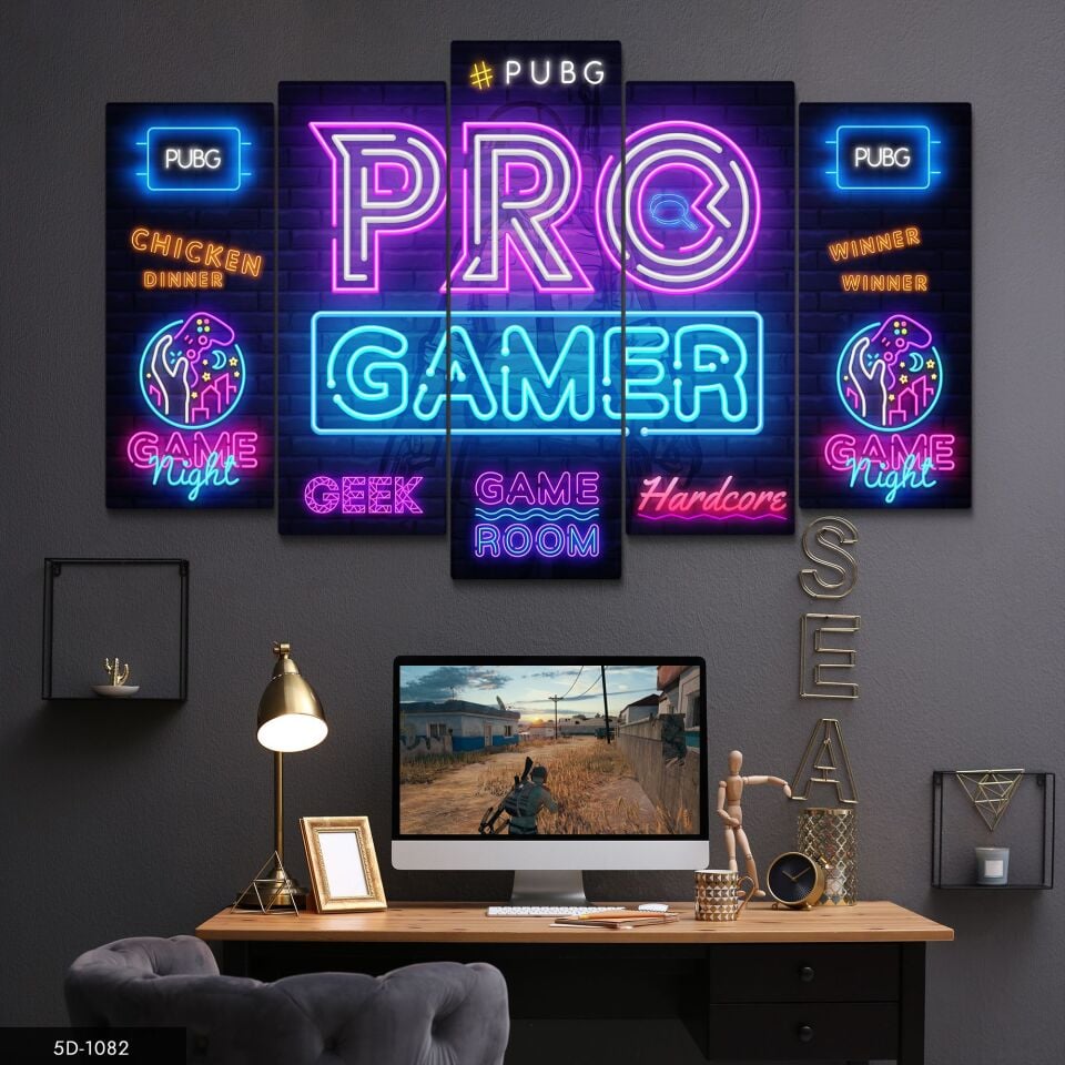 Pubg Pro Gamer 5 Parça Mdf Tablo 60x100 CM