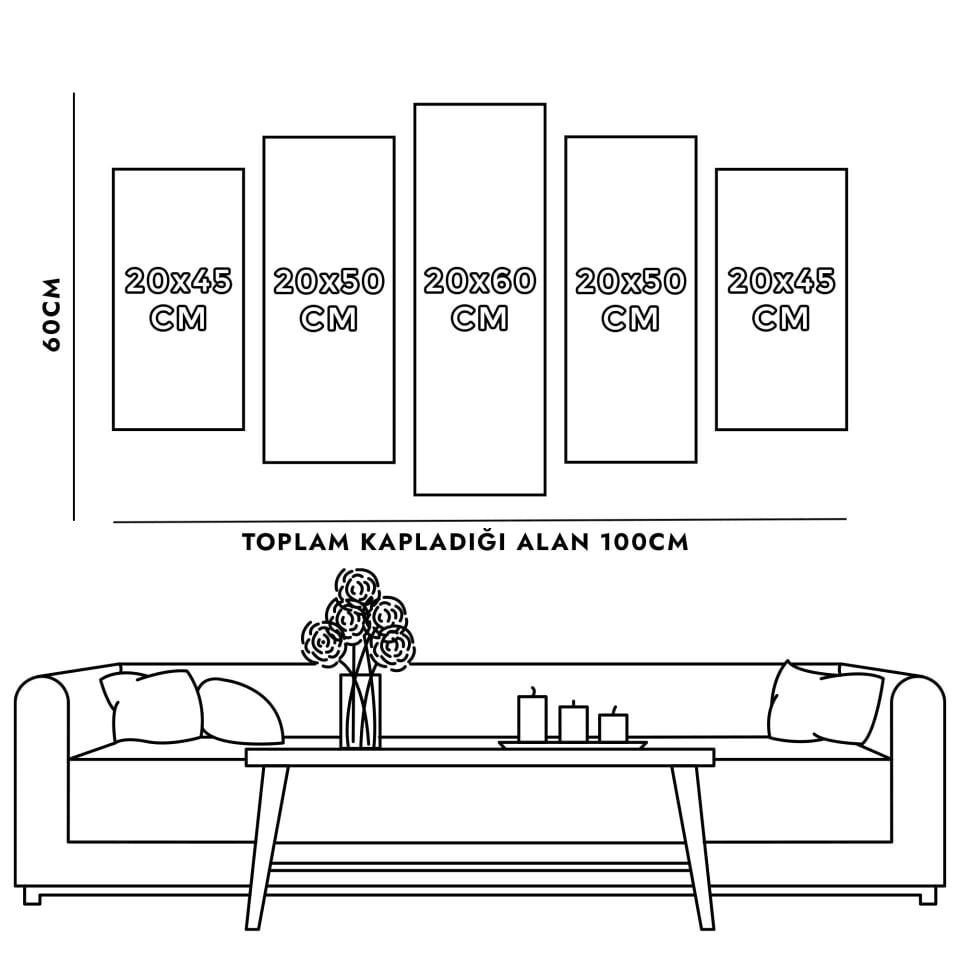 Pubg Pro Gamer 5 Parça Mdf Tablo 60x100 CM