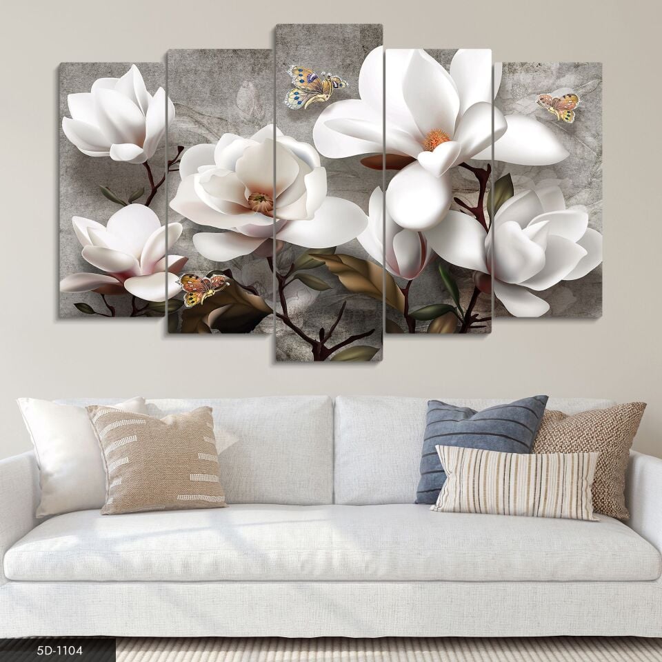 Çiçekler 5 Parça Mdf Tablo 60x100 CM