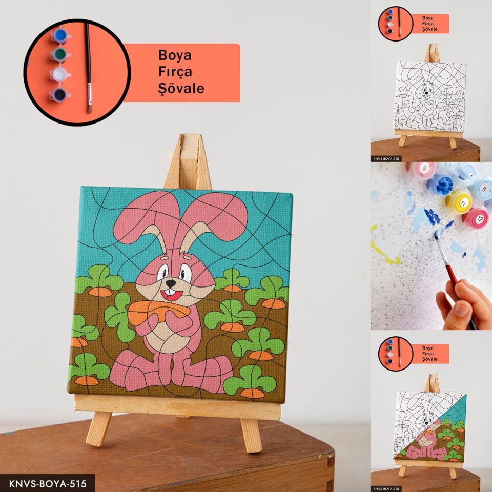 Mutlu Tavşan 20x20 CM Çocuklara Özel Sayılarla Boyama Seti