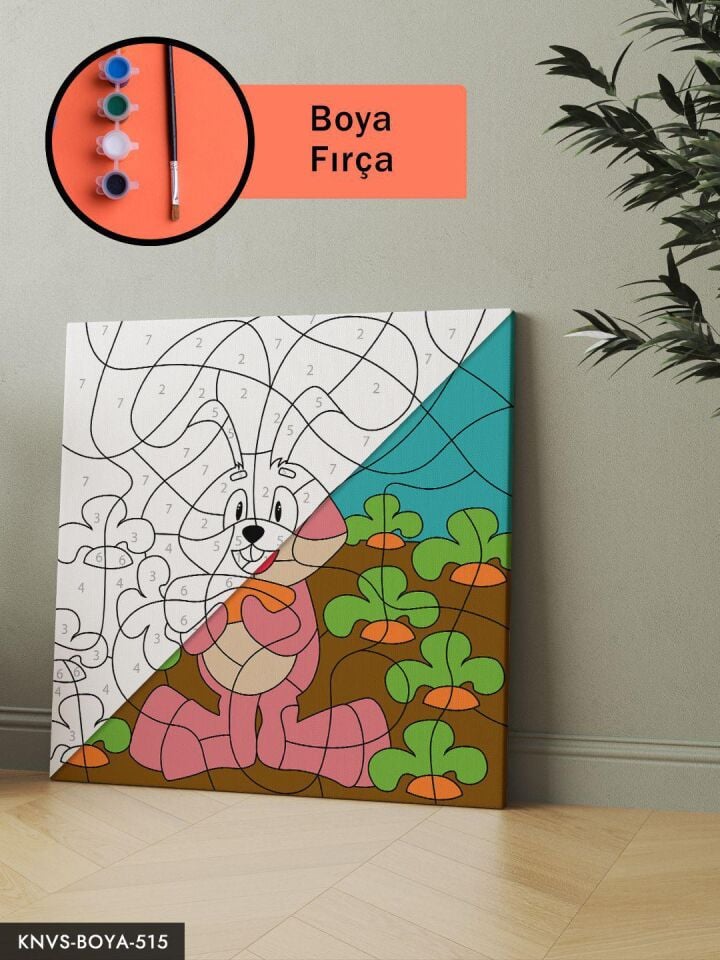 Mutlu Tavşan 20x20 CM Çocuklara Özel Sayılarla Boyama Seti