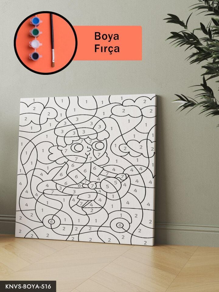 Motorsikletli Kız 20x20 CM Çocuklara Özel Sayılarla Boyama Seti