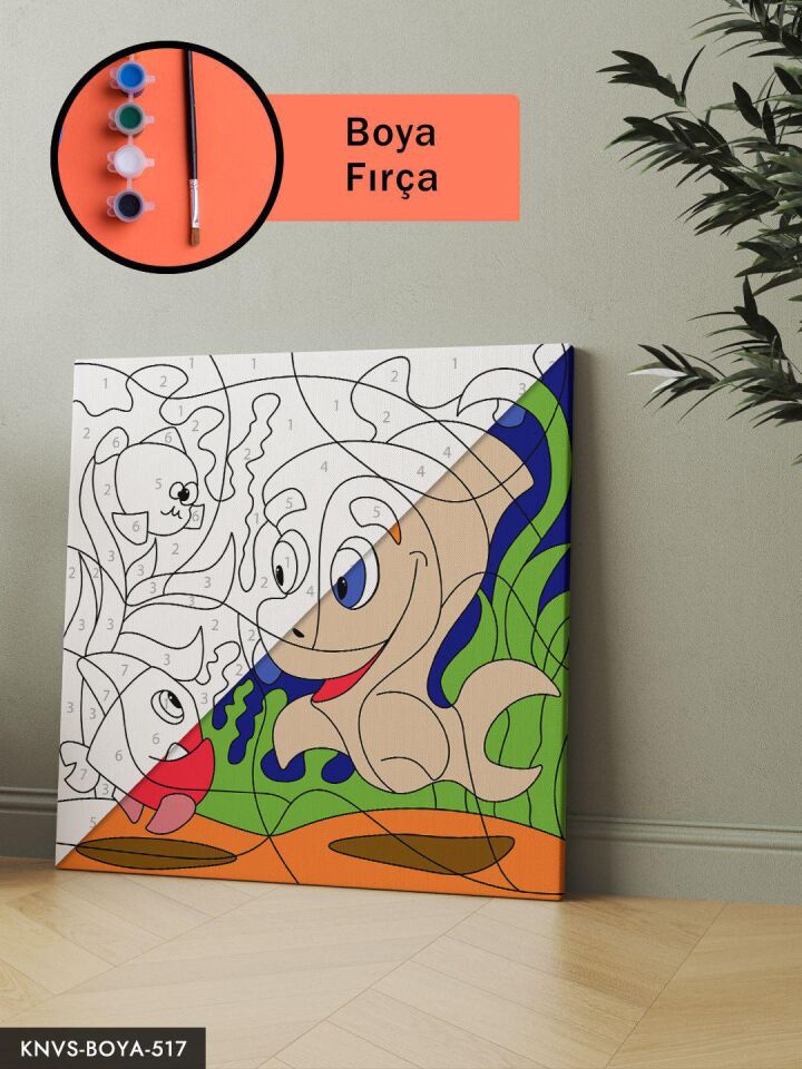 Denizaltı Dünyası 20x20 CM Çocuklara Özel Sayılarla Boyama Seti
