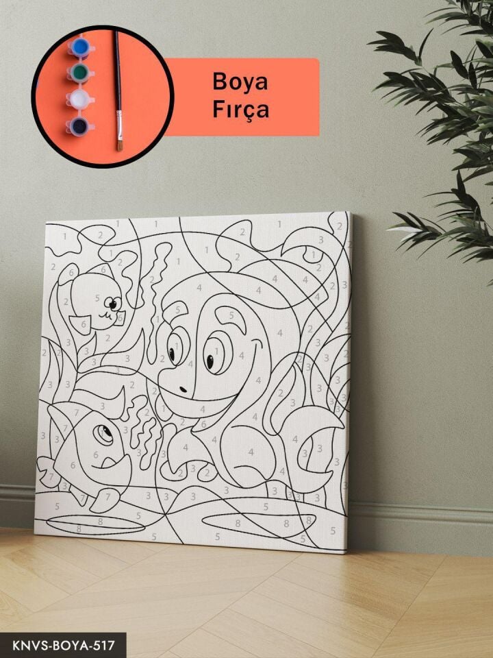 Denizaltı Dünyası 20x20 CM Çocuklara Özel Sayılarla Boyama Seti