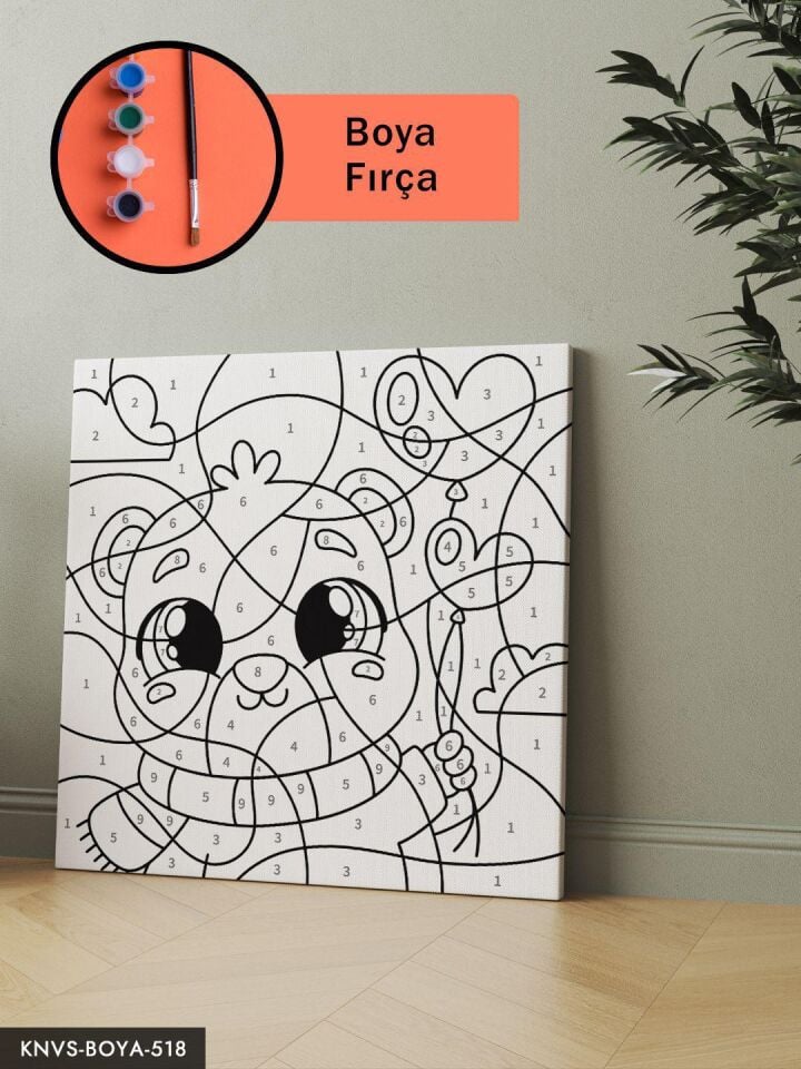 Balon ve Mutlu Ayı 20x20 CM Çocuklara Özel Sayılarla Boyama Seti