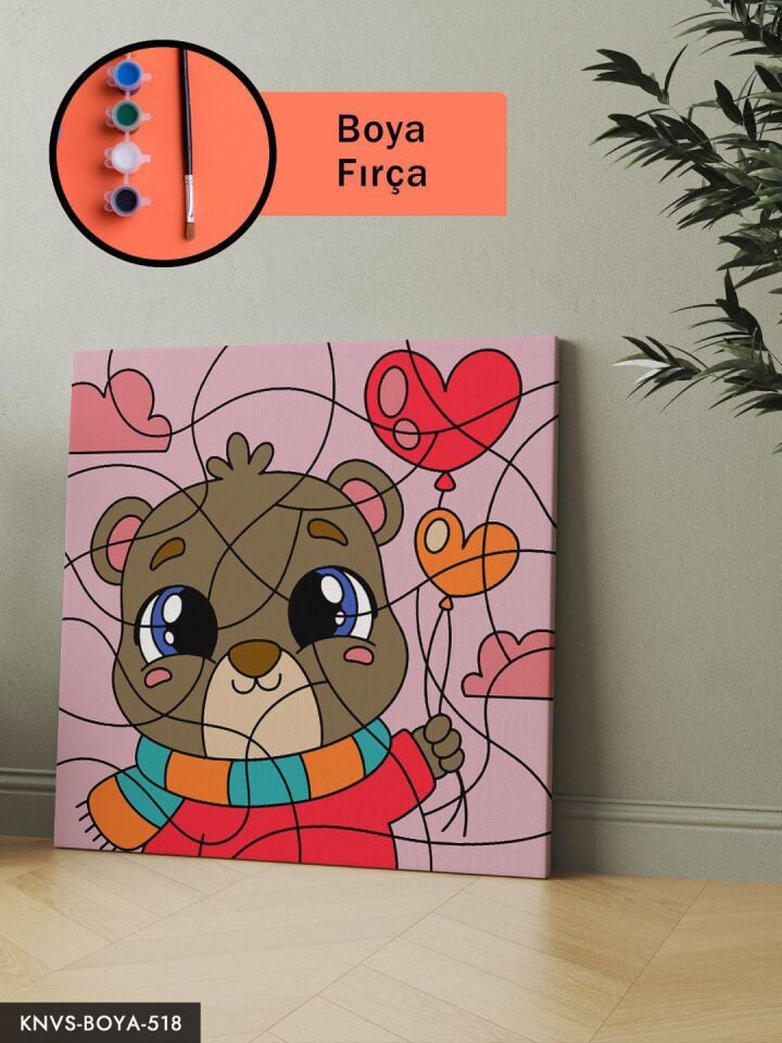 Balon ve Mutlu Ayı 20x20 CM Çocuklara Özel Sayılarla Boyama Seti