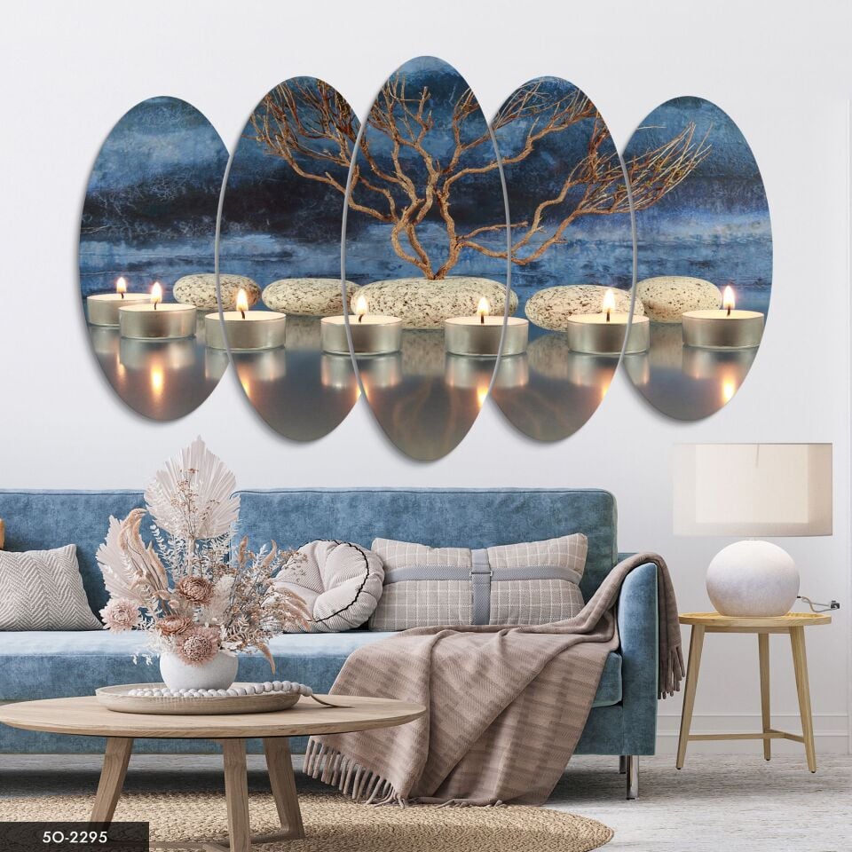 Mumlar ve Taşlar 5 Parça Mdf Tablo 60x100 CM