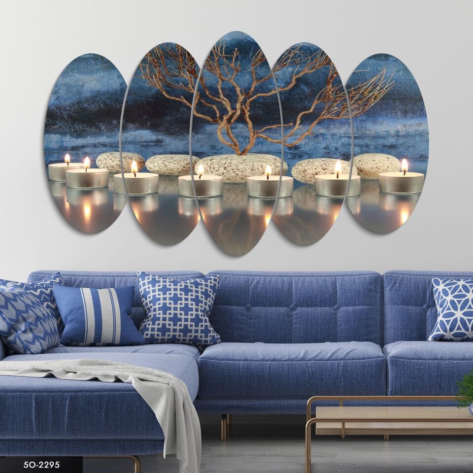 Mumlar ve Taşlar 5 Parça Mdf Tablo 60x100 CM