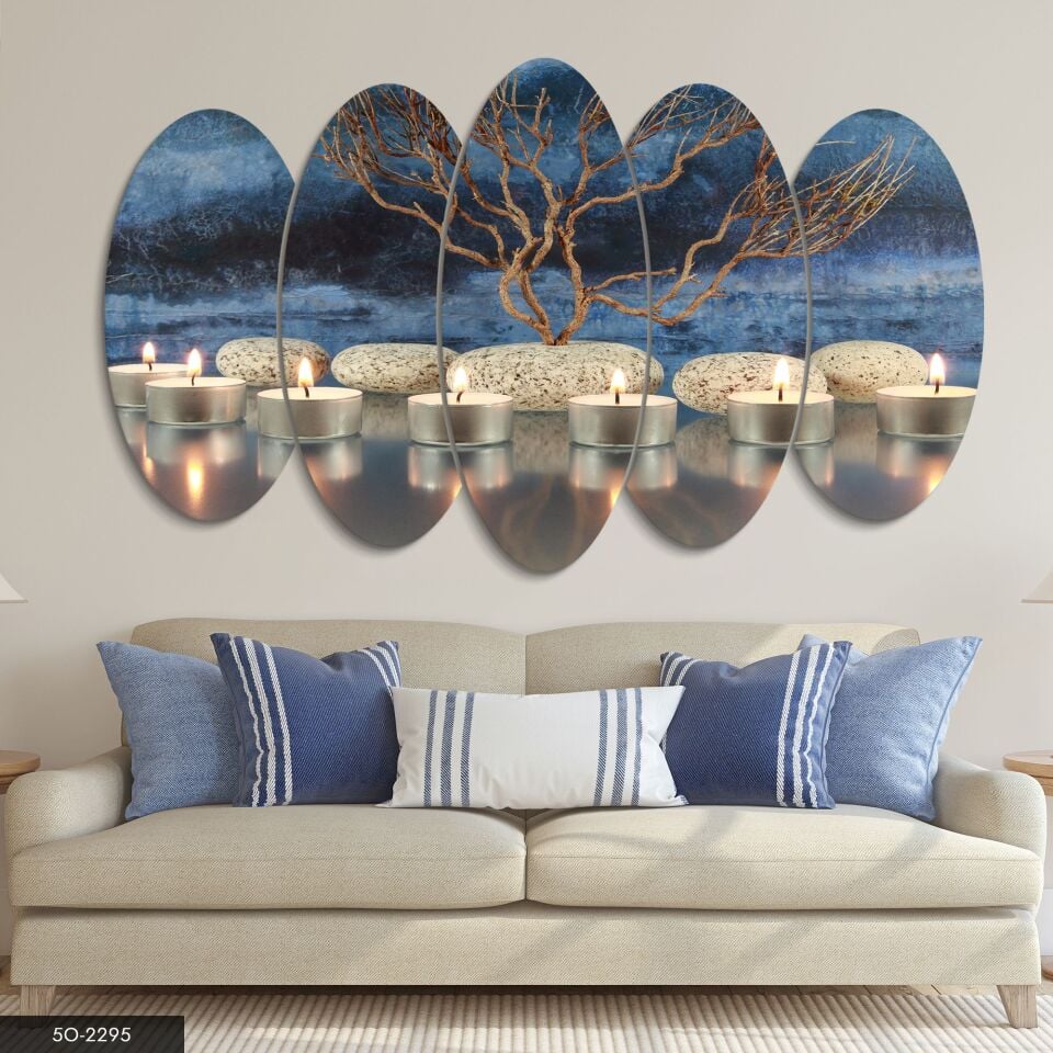 Mumlar ve Taşlar 5 Parça Mdf Tablo 60x100 CM