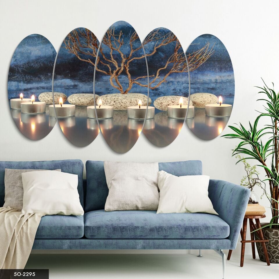 Mumlar ve Taşlar 5 Parça Mdf Tablo 60x100 CM