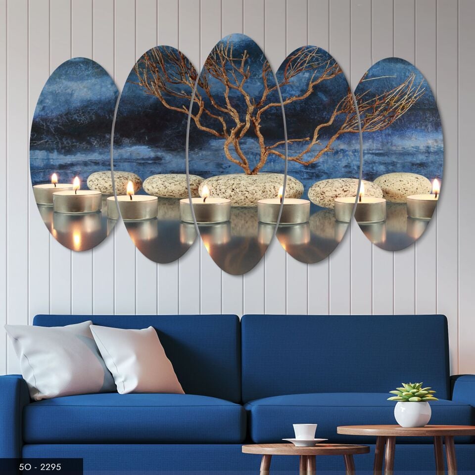 Mumlar ve Taşlar 5 Parça Mdf Tablo 60x100 CM
