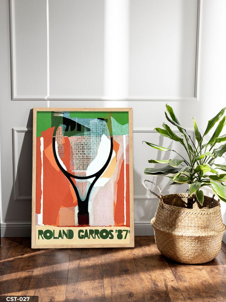 Roland Garros 87 Tek Parça Ahşap Çerçeveli Tablo Naturel - 30 x 40 CM