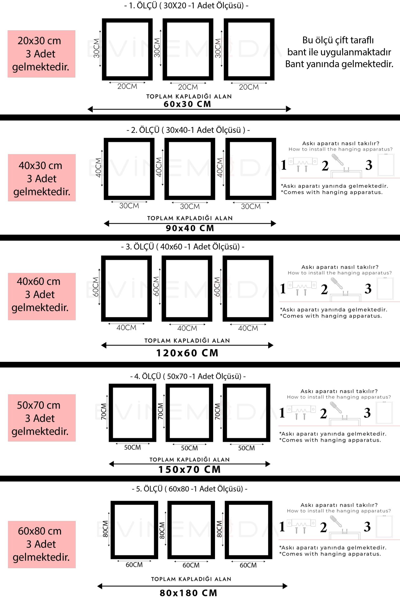 Yapraklar 3 Parça Pleksi Aynalı Tablo 20 x 30 CM - Gold