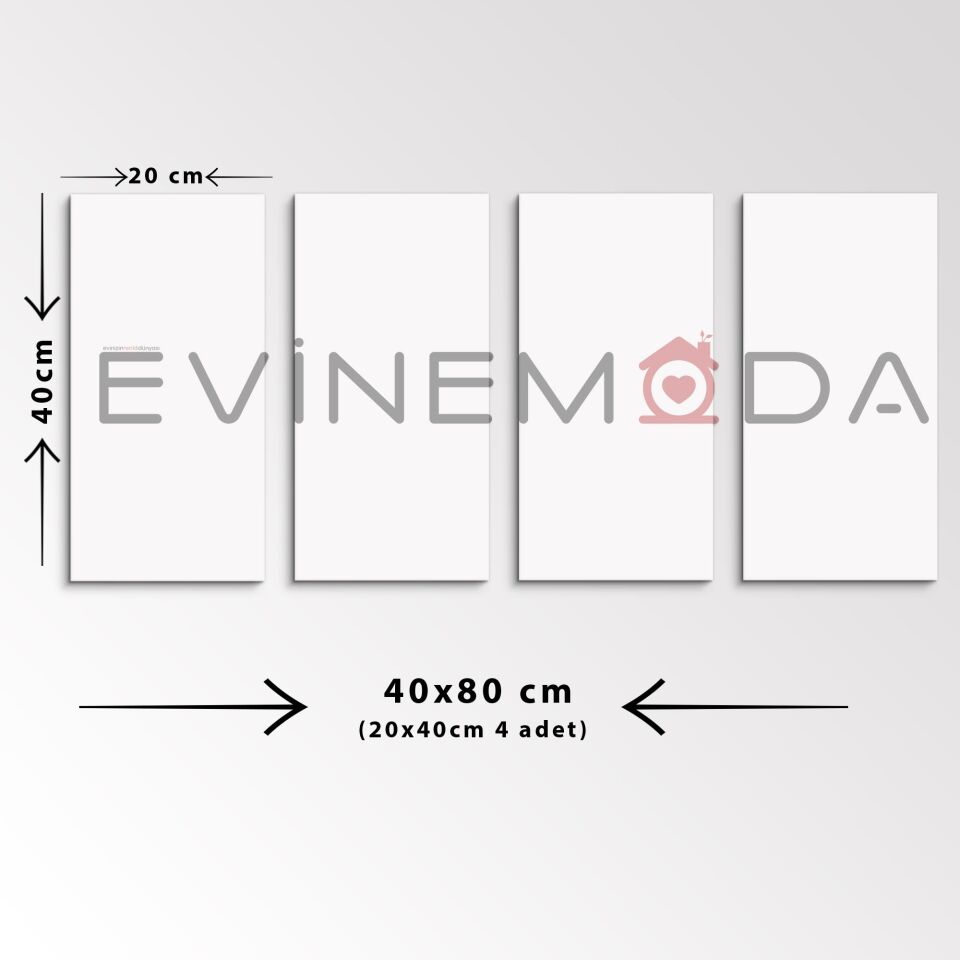 Renkli Güller 4 Parça Mdf Tablo